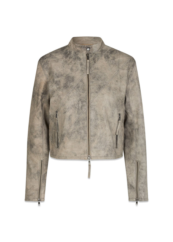 Beat Leather Jacket - Grey Stone