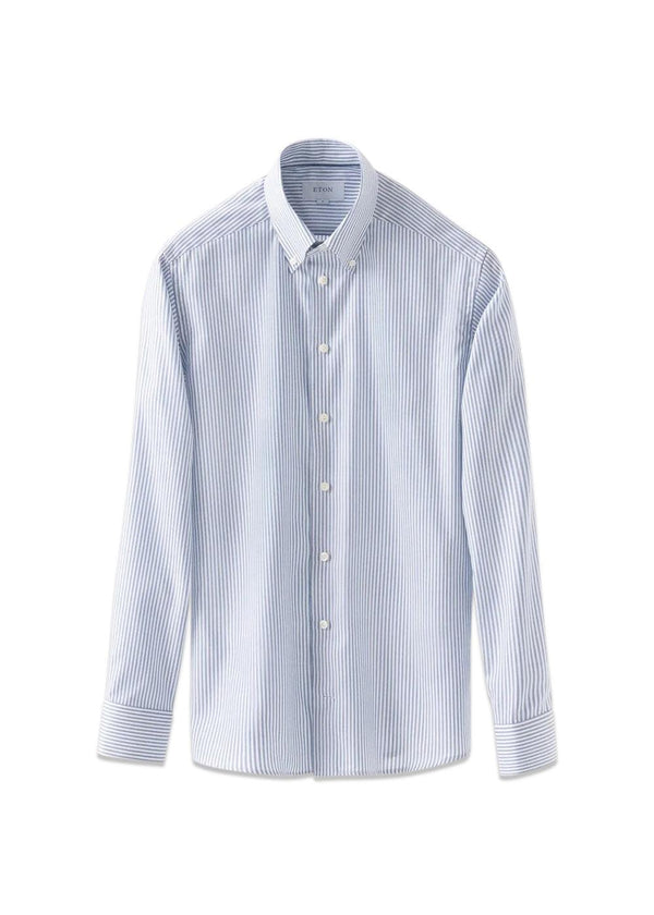 Bengal Stripet Signature Oxford Shirt - Blue-Shirts-Eton-Butler Loftet