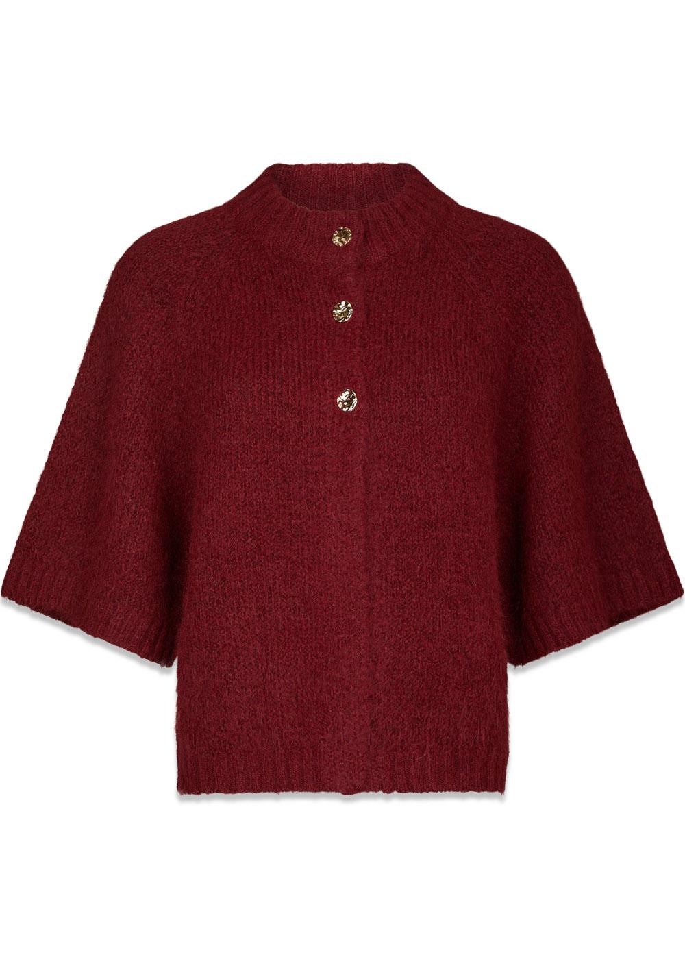 Benuta Fluffy Knit Cardigan - Dark Red-Knitwear-Neo Noir-Butler Loftet