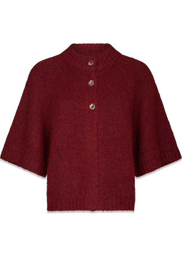 Benuta Fluffy Knit Cardigan - Dark Red-Knitwear-Neo Noir-Butler Loftet