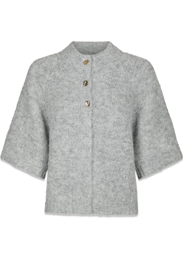 Benuta Fluffy Knit Cardigan - Grey Melange-Knitwear-Neo Noir-Butler Loftet