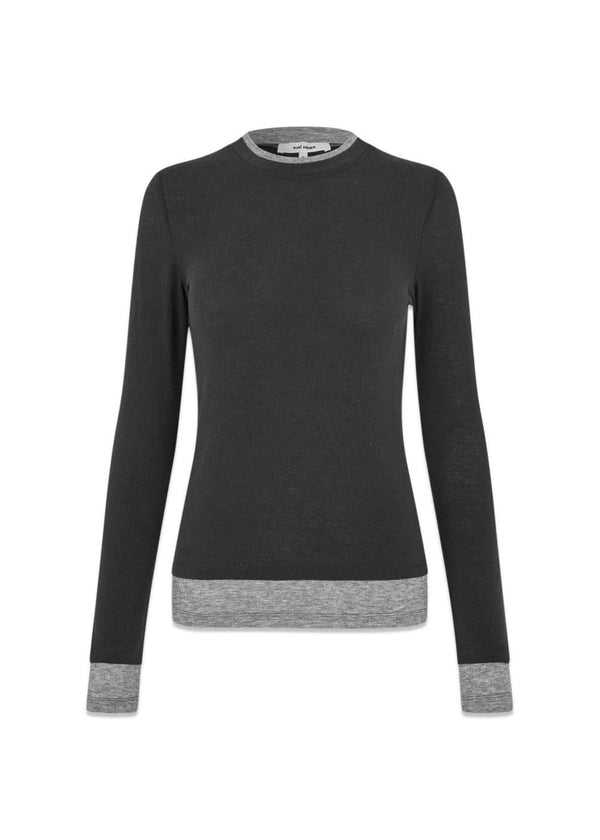 Bibi Blouse - Dark Brown / Grey Mel-Blouses-Oval Square-Butler Loftet