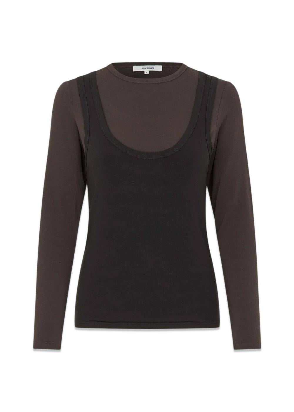 Bibi Top Blouse - W/Brown-Blouses-Oval Square-Butler Loftet