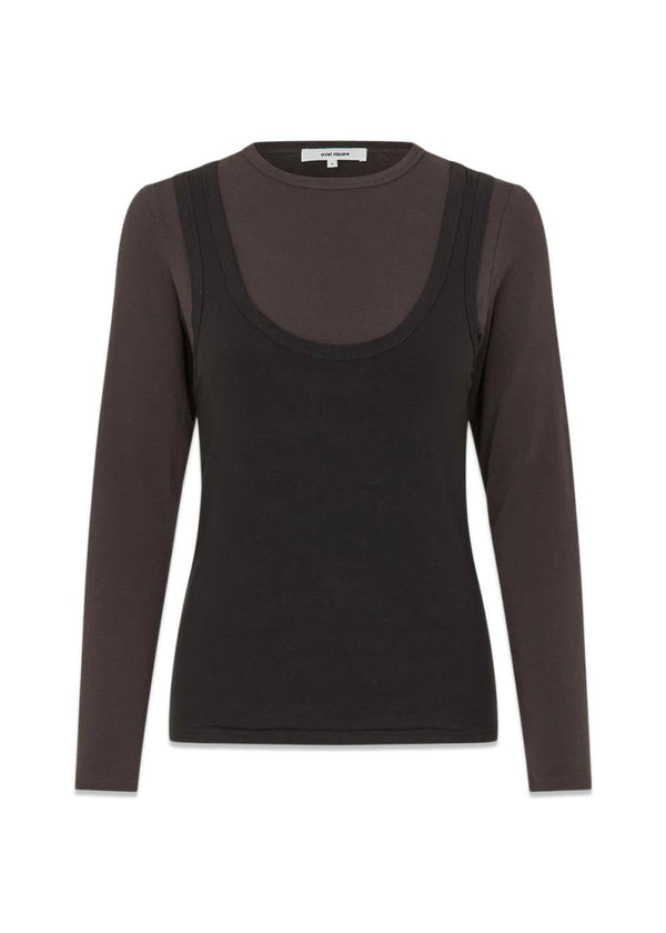 Bibi Top Blouse - W/Brown-Blouses-Oval Square-Butler Loftet