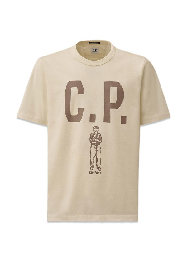 Big front logo tee - Gauze White-T-shirts-C.P. Company-Butler Loftet