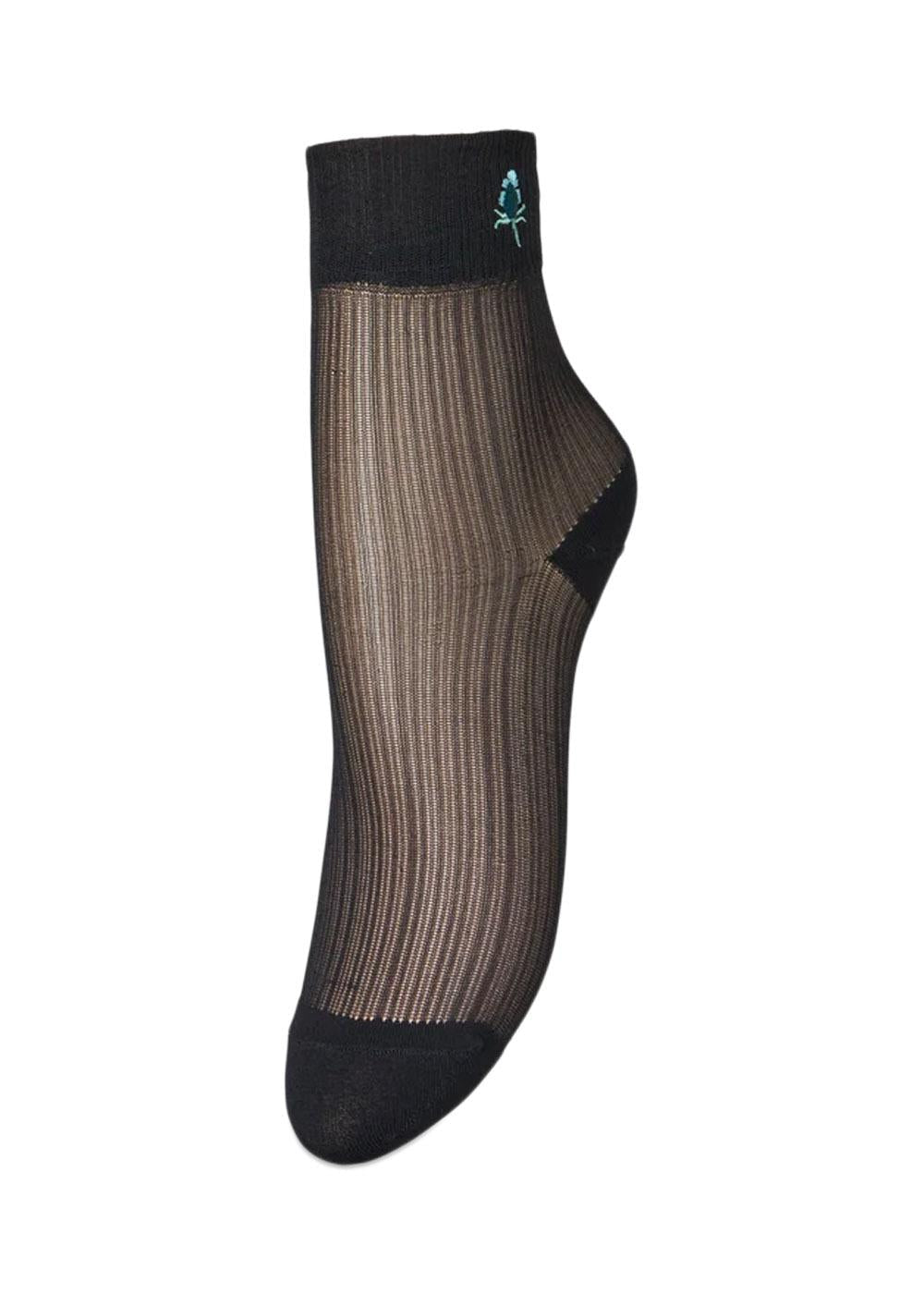 Bloomy Sheer Sock - Black-Socks/stockings-BeckSöndergaard-Butler Loftet