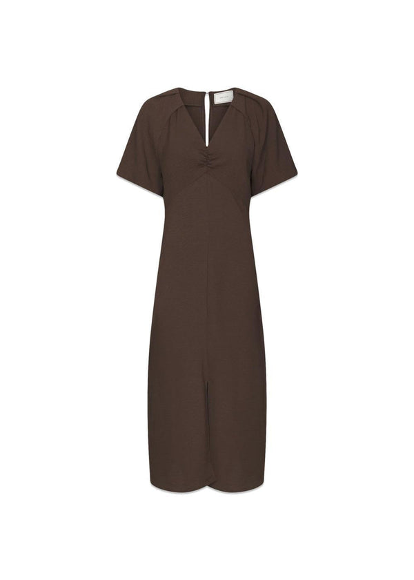 Bomba Structure Solid Dress - Dark Brown-Dress-Neo Noir-Butler Loftet