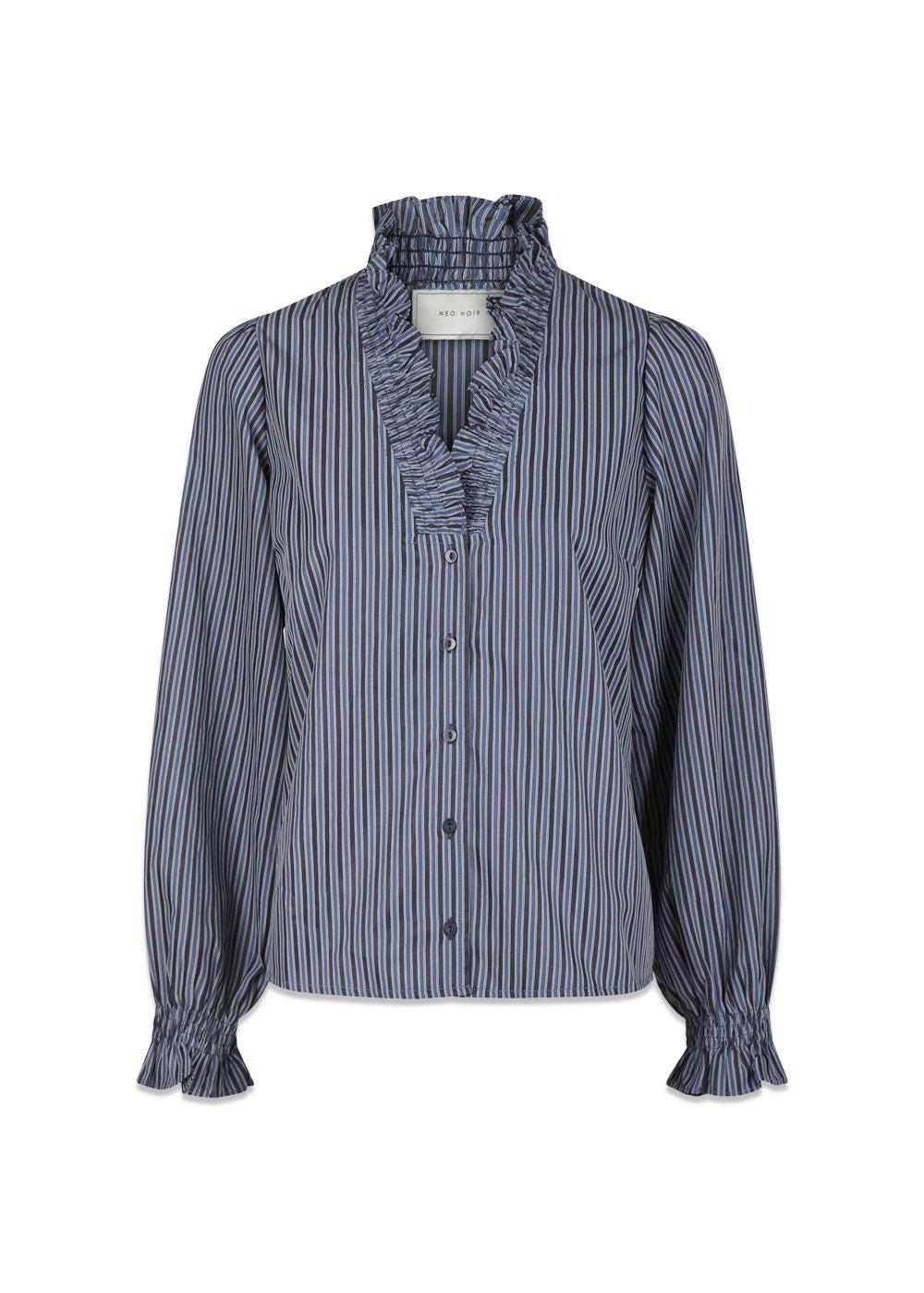 Brielle Twill Stripe Shirt - Dusty Blue