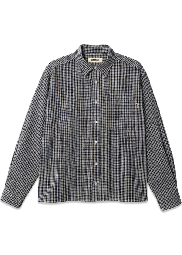 Buzo Fang Check Shirt - Navy-Sand-Shirts-Woodbird-Butler Loftet