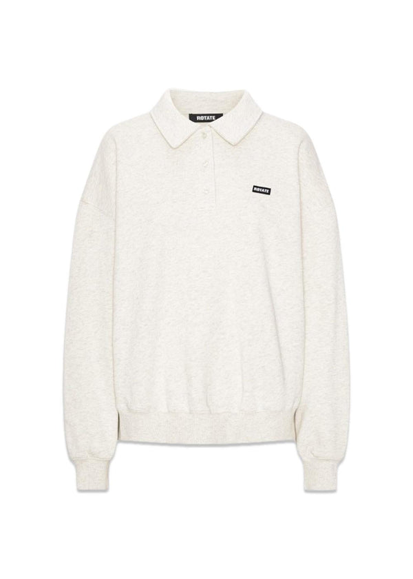 CLASSIC SWEAT POLO - White Melange-Sweatshirts-Rotate-Butler Loftet