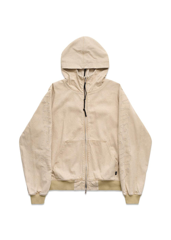 COCHET HOODED DENIM JACKET W/ SLEEVE EMBROIDERY - Faded Sand-Outerwear-ALIS-Butler Loftet