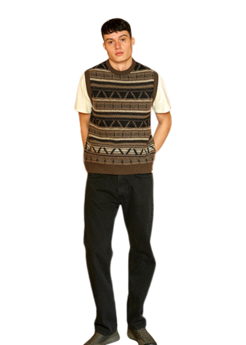 CONE JACQUARD VEST - Navy-Knitwear-Forét-Butler Loftet