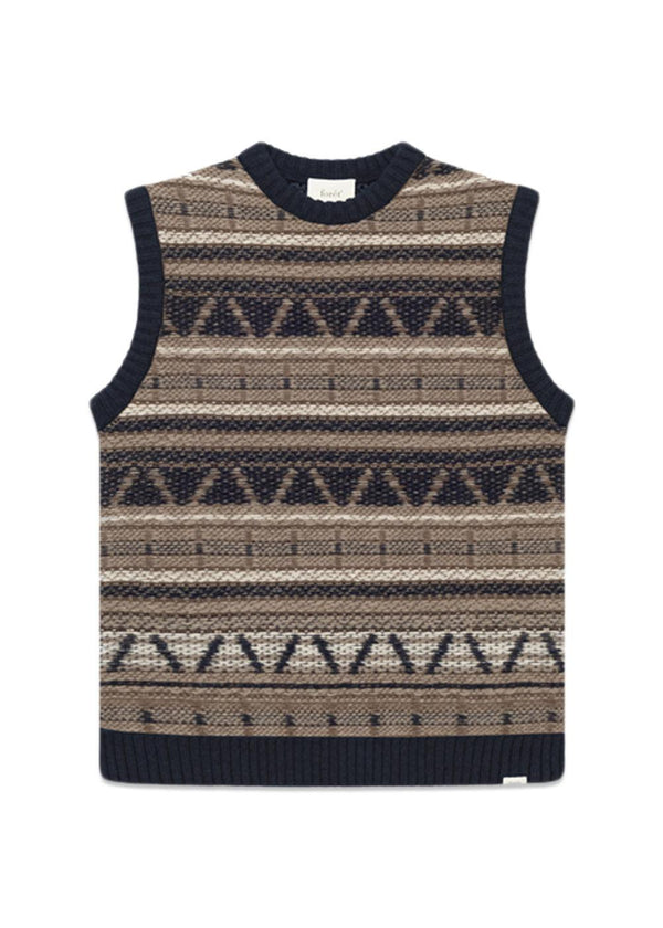 CONE JACQUARD VEST - Navy-Knitwear-Forét-Butler Loftet