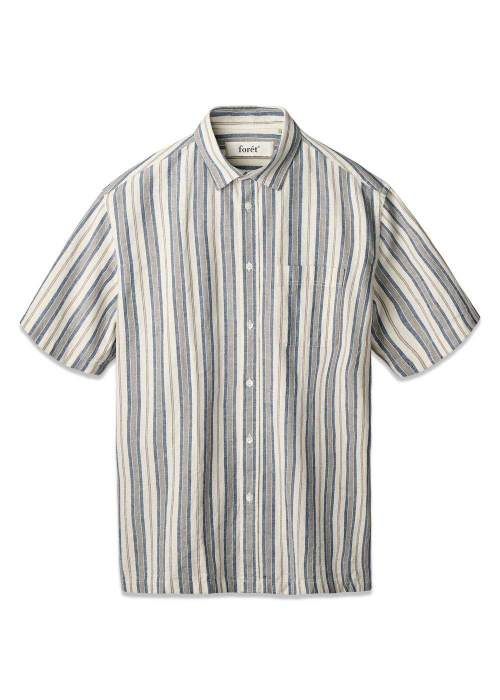 COSMOS LINEN SHIRT - Blue Stripe-Shirts-Forét-Butler Loftet