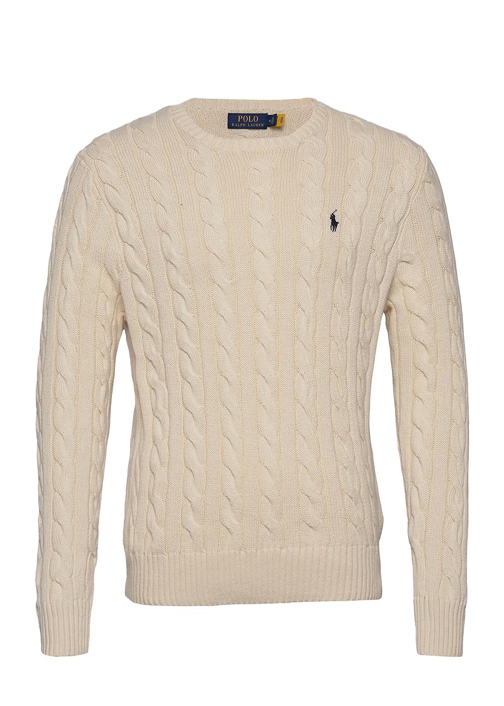 Cable Knit Cotton Sweat - Cream-Knitwear-Ralph Lauren-Butler Loftet