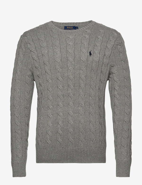 Cable Knit Cotton Sweat - Grey-Knitwear-Ralph Lauren-Butler Loftet