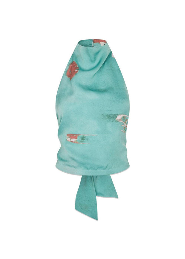 Carinamd print top - Aqua Flower-Top-Modström-Butler Loftet