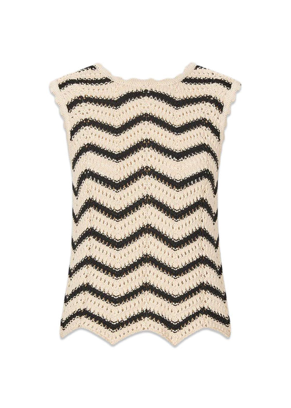 CaryMD top - Summer Sand Thin Black Stripe