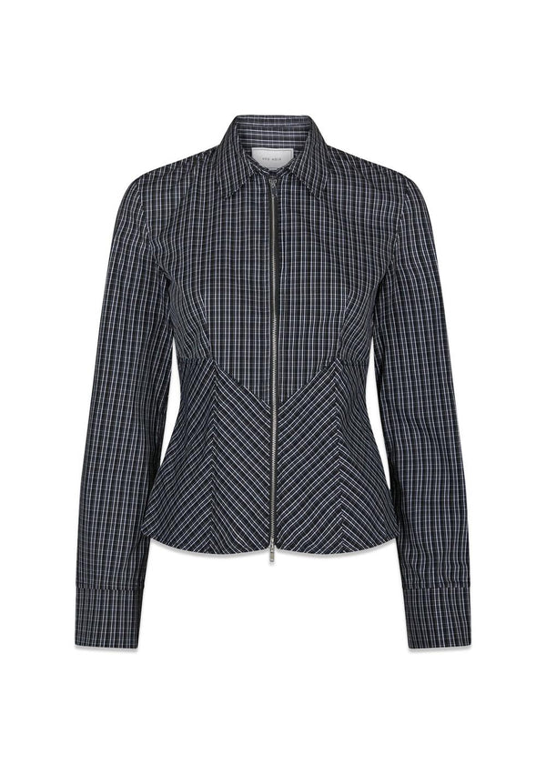 Cathy Zip Shirt - Black-Blouses-Neo Noir-Butler Loftet