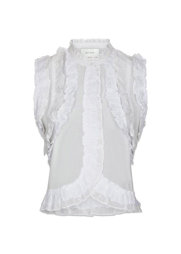 Celia Ruffle Top - White-Top-Neo Noir-Butler Loftet