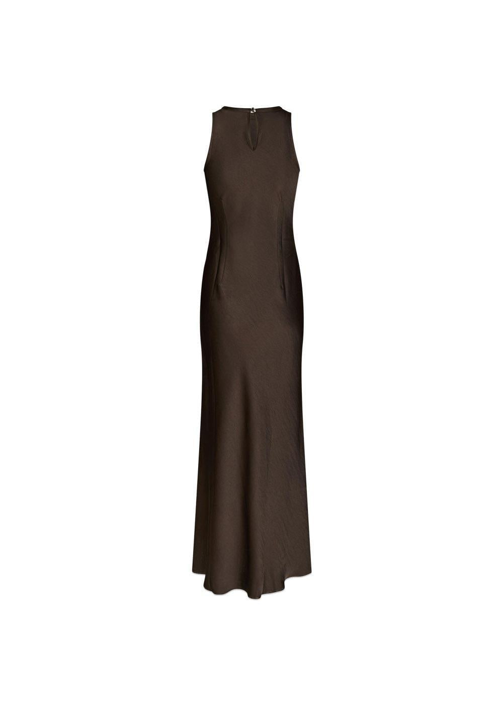 Celinie Heavy Sateen Dress - Dark Brown-Dress-Neo Noir-Butler Loftet
