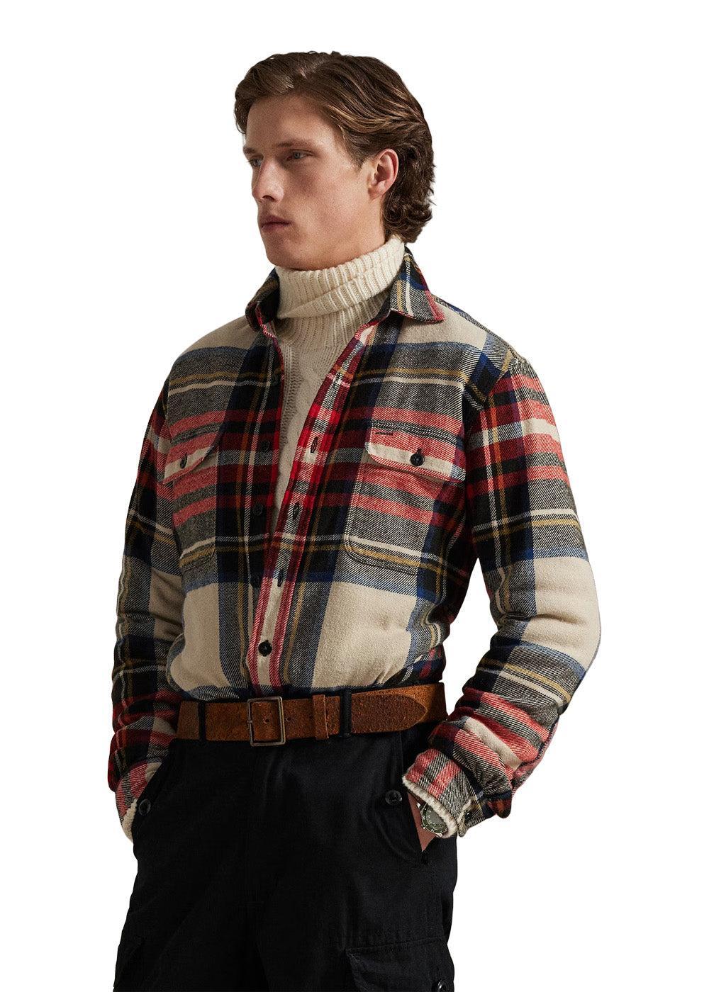 Classic Fit Plaid Flannel Workshirt - Cream Red Multi-Shirts-Ralph Lauren-Butler Loftet