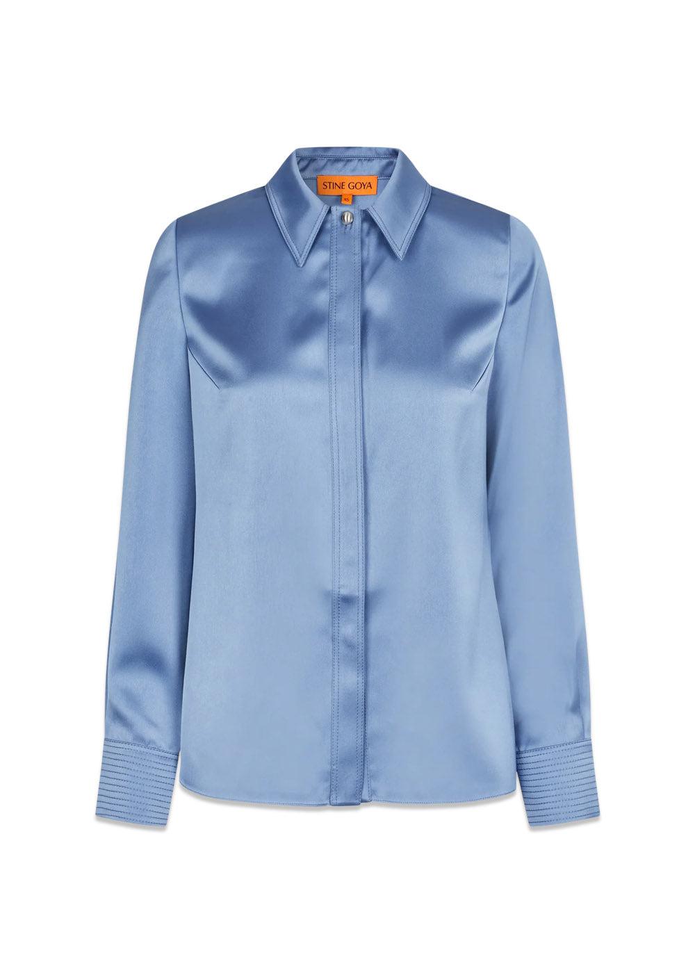 Collared Fitted Shirt - Infinity Blue-Shirts-Stine Goya-Butler Loftet