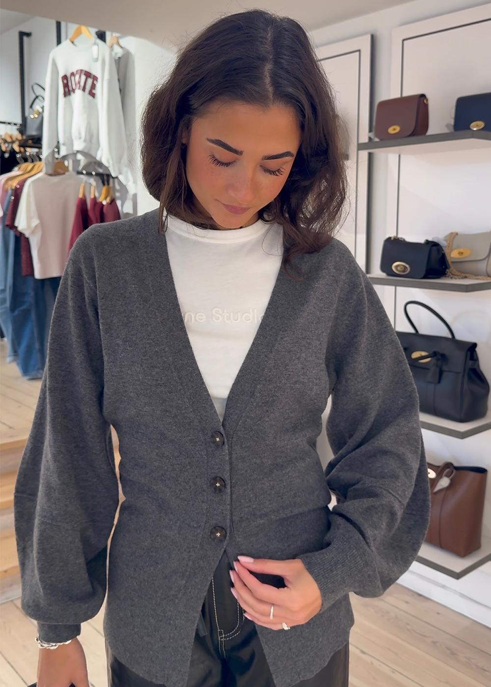 Como Sleeve Cardigan - Grey Melange-Knitwear-The Garment-Butler Loftet