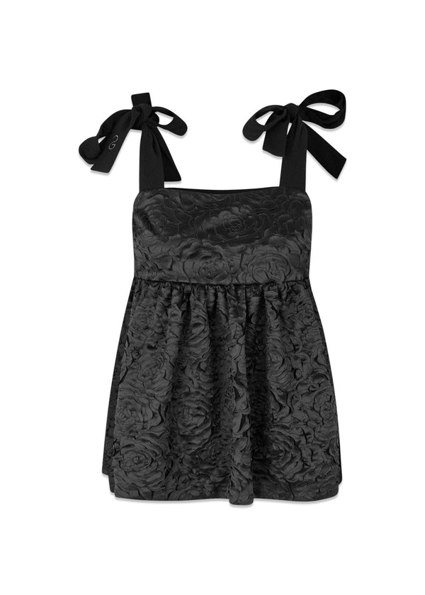Contrasted Tie Top - Jet Black-Top-Stine Goya-Butler Loftet