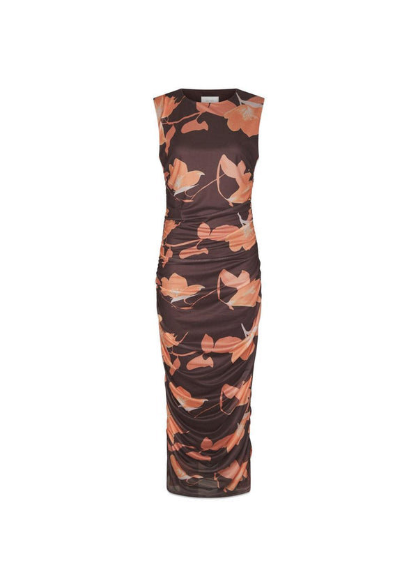 Corilina Flower Mesh Dress - Brown-Dress-Neo Noir-Butler Loftet