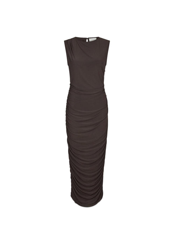 Corilina Solid Mesh Dress - Brown-Dress-Neo Noir-Butler Loftet