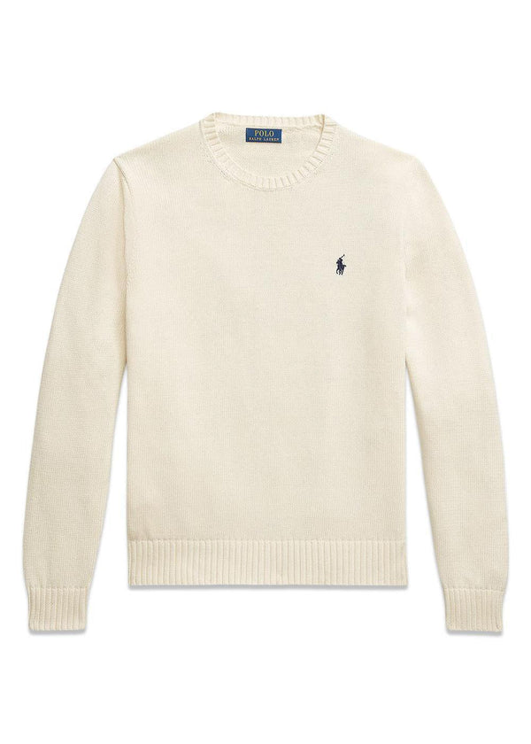 Cotton Crewneck Sweater - Cream-Knitwear-Ralph Lauren-Butler Loftet