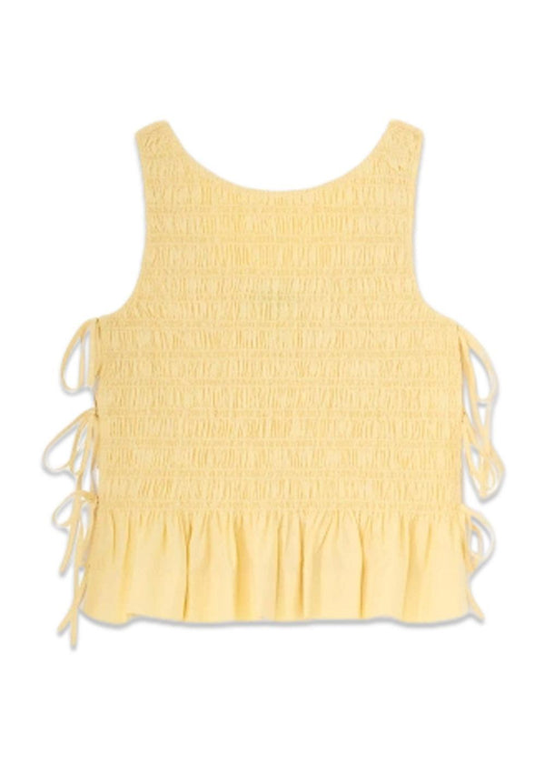 Cotton Poplin Smock Tie String Top - Italian Straw-Top-Ganni-Butler Loftet