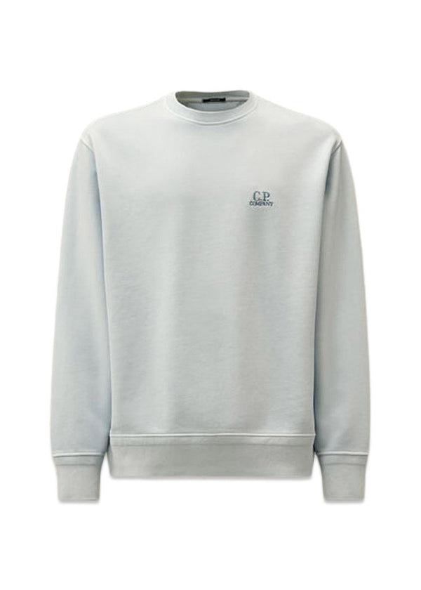 Crew Neck Cotton Diagonal Fleece - Light Blue-Sweatshirts-C.P. Company-Butler Loftet