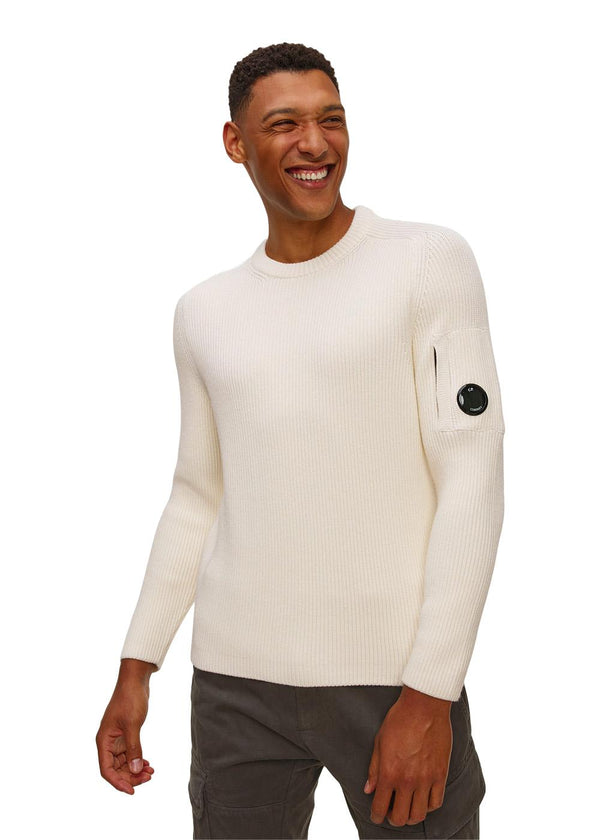 Crew Neck Full Rib - Gauze White-Knitwear-C.P. Company-Butler Loftet