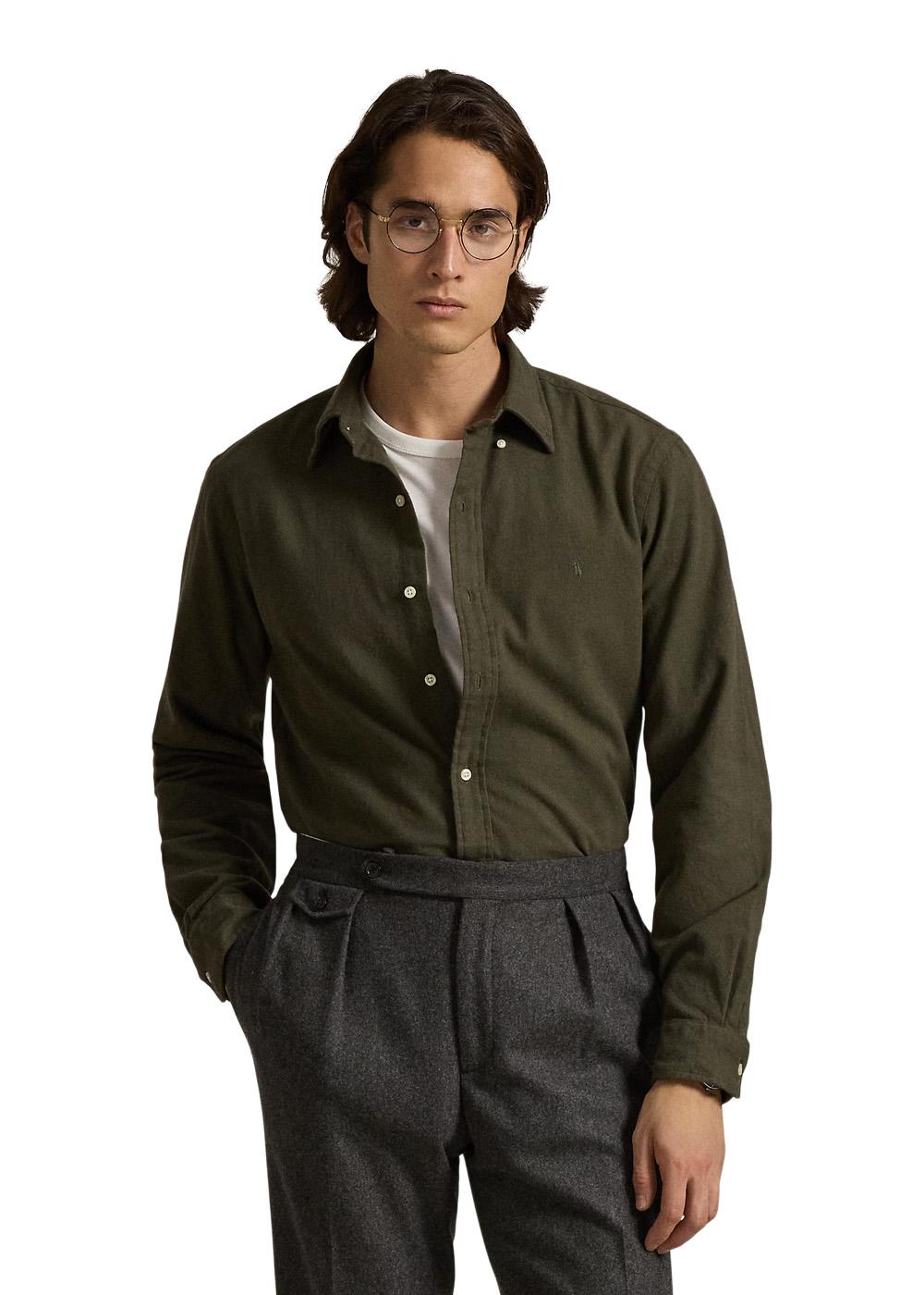 Custom Fit Brushed Flannel Shirt - Green-Shirts-Ralph Lauren-Butler Loftet