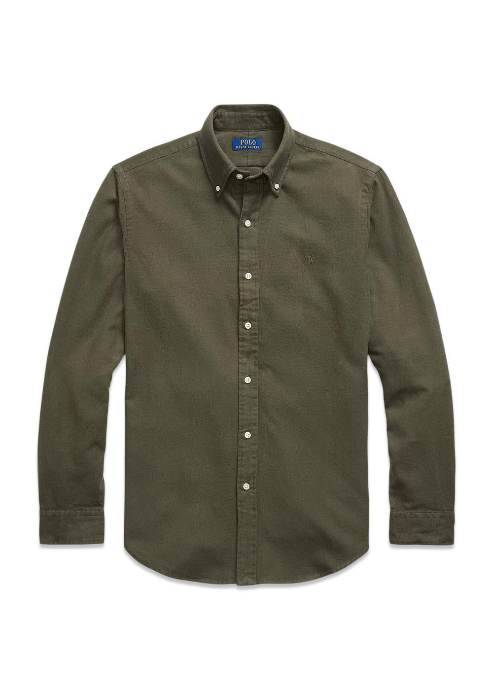 Custom Fit Brushed Flannel Shirt - Green-Shirts-Ralph Lauren-Butler Loftet