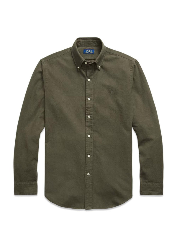 Custom Fit Brushed Flannel Shirt - Green-Shirts-Ralph Lauren-Butler Loftet