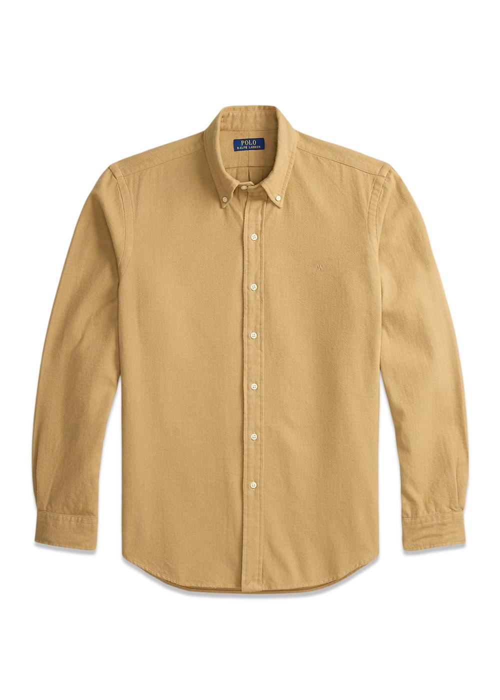 Custom Fit Brushed Flannel Shirt - Khaki-Shirts-Ralph Lauren-Butler Loftet
