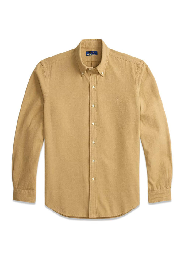 Custom Fit Brushed Flannel Shirt - Khaki-Shirts-Ralph Lauren-Butler Loftet