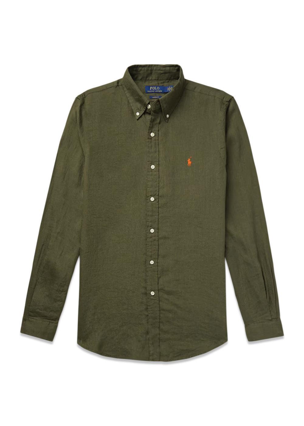 Custom Fit Linen Shirt - Green-Shirts-Ralph Lauren-Butler Loftet