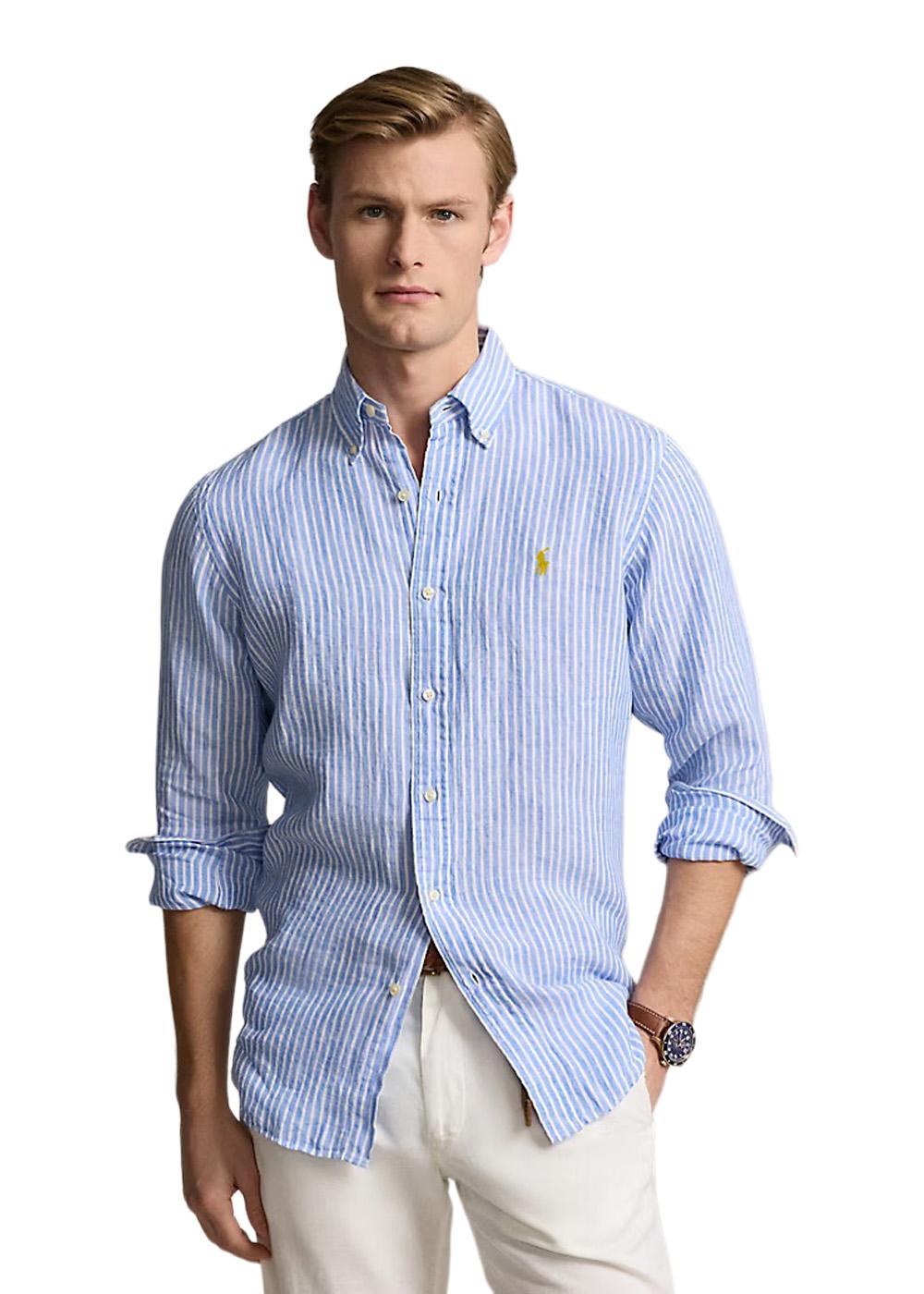 Custom Fit Linen Shirt - White Striped Linen-Shirts-Ralph Lauren-Butler Loftet