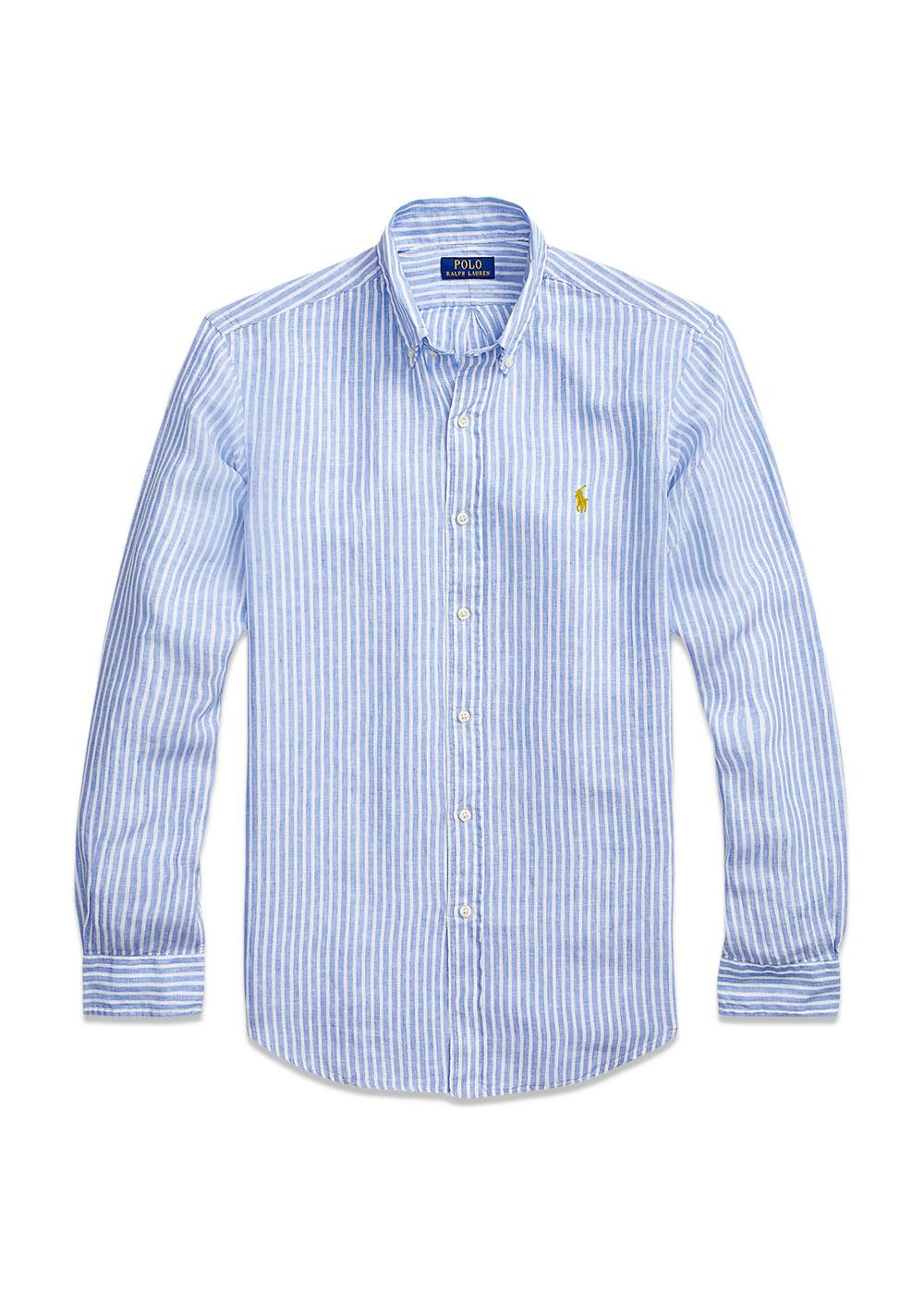 Custom Fit Linen Shirt - White Striped Linen-Shirts-Ralph Lauren-Butler Loftet