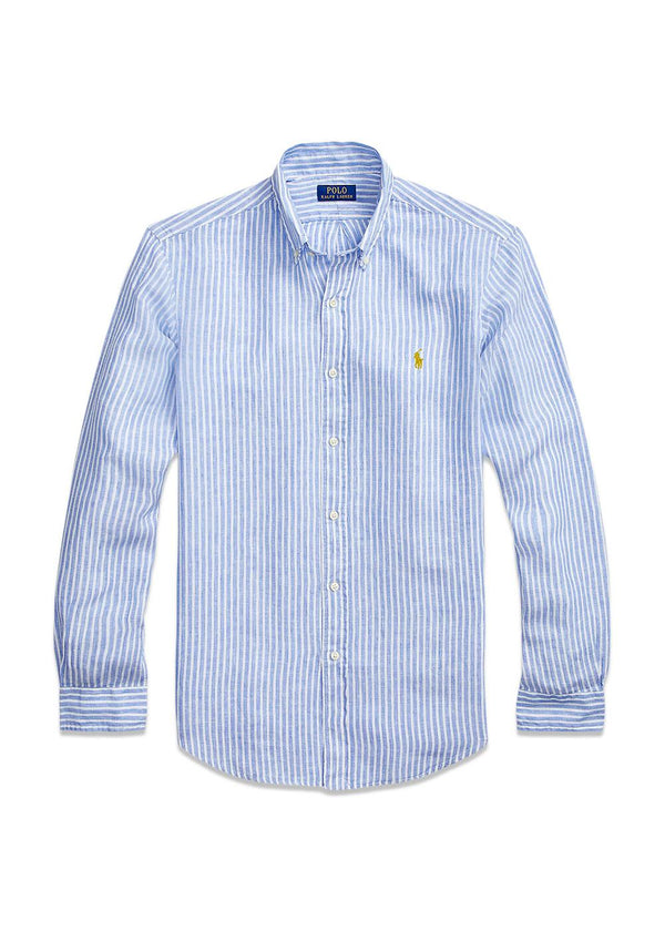 Custom Fit Linen Shirt - White Striped Linen-Shirts-Ralph Lauren-Butler Loftet