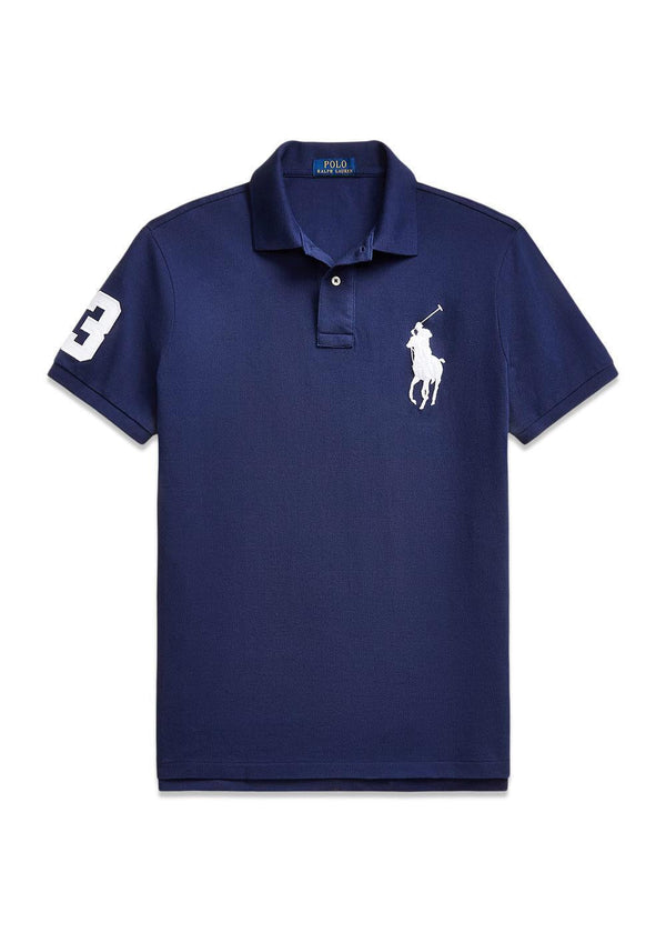 Custom Slim Fit Big Pony Mesh Polo Shirt - Newport Navy-T-shirts-Ralph Lauren-Butler Loftet