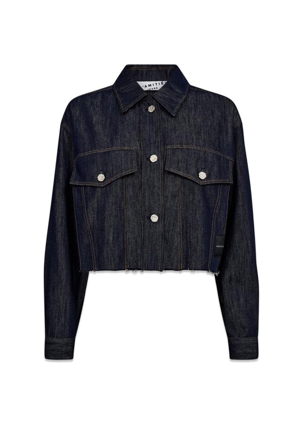 Denim Cargo Crop Shirt - Dark Denim-Shirts-HAUTE L’AMITIÉ-Butler Loftet