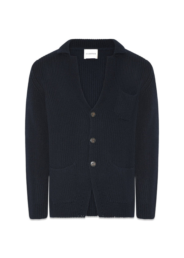 Derby Knit Blazer - Navy-Knitwear-Clipper-Butler Loftet
