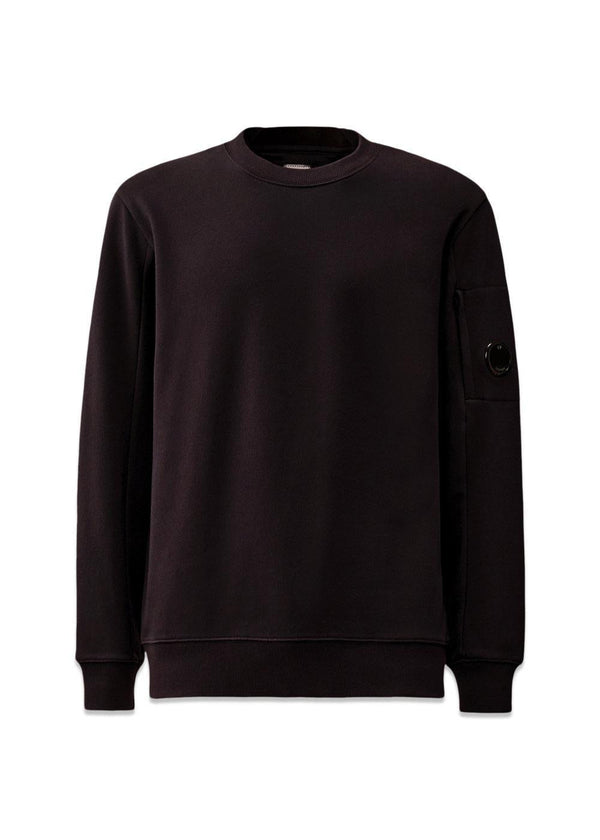 Diagonal Raised Fleece Crewneck Lens - Total Eclipse-Sweatshirts-C.P. Company-Butler Loftet
