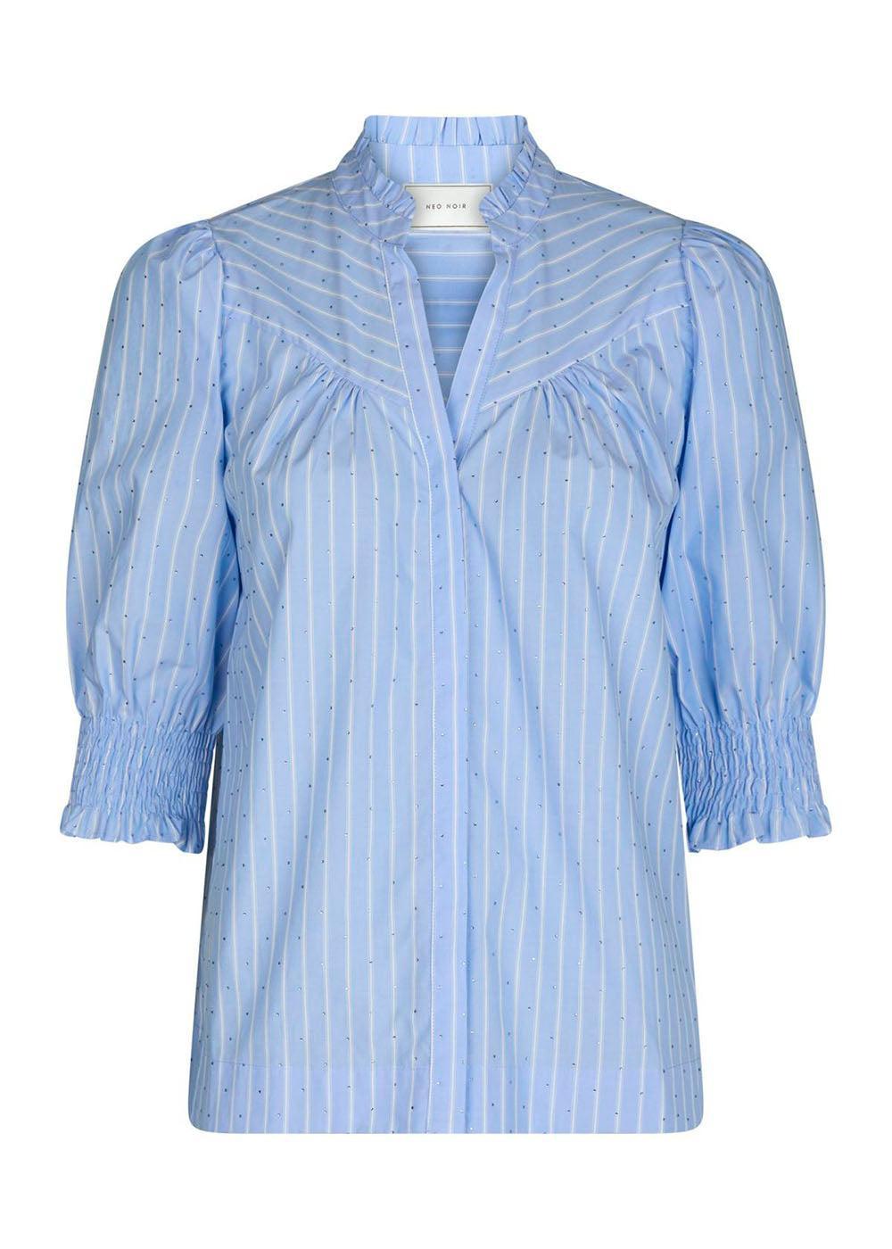 Diana Stripy Stone Blouse - Light Blue-Blouses-Neo Noir-Butler Loftet