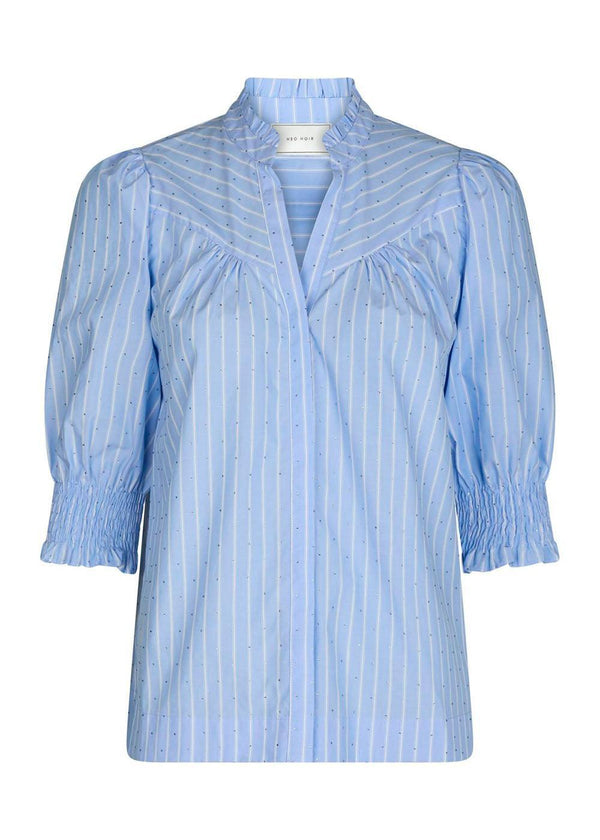 Diana Stripy Stone Blouse - Light Blue-Blouses-Neo Noir-Butler Loftet